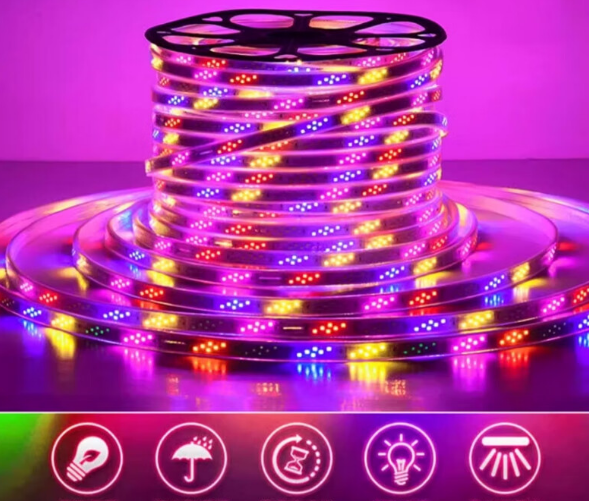 Outdoor LED running lights with colorful festive a