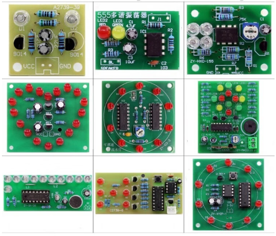 Novice practical training exercises, circuit board teaching, assembly of circuit components
