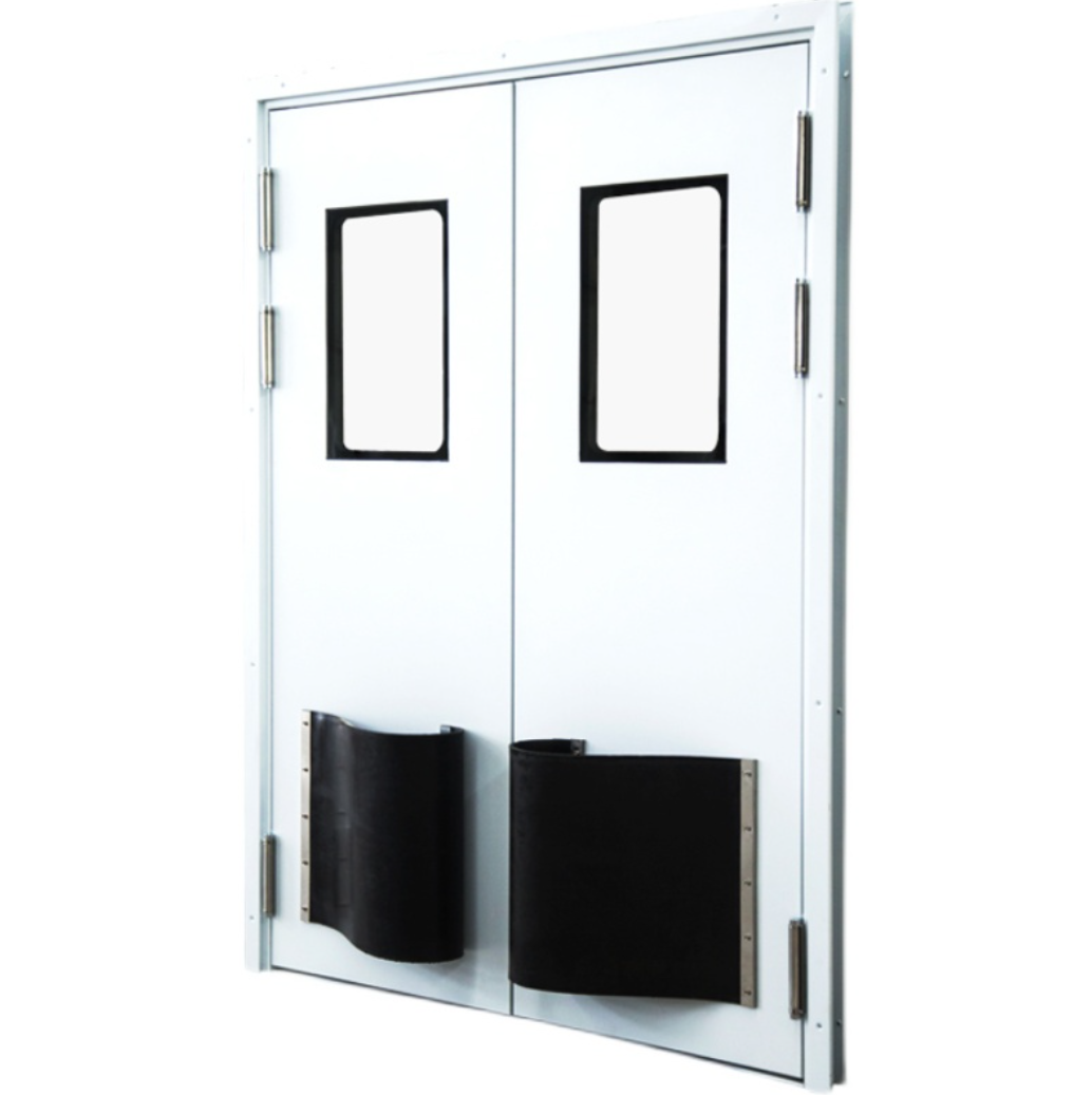Double opening free impact door