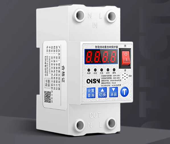 Automatic reclosing leakage protector switch for household use