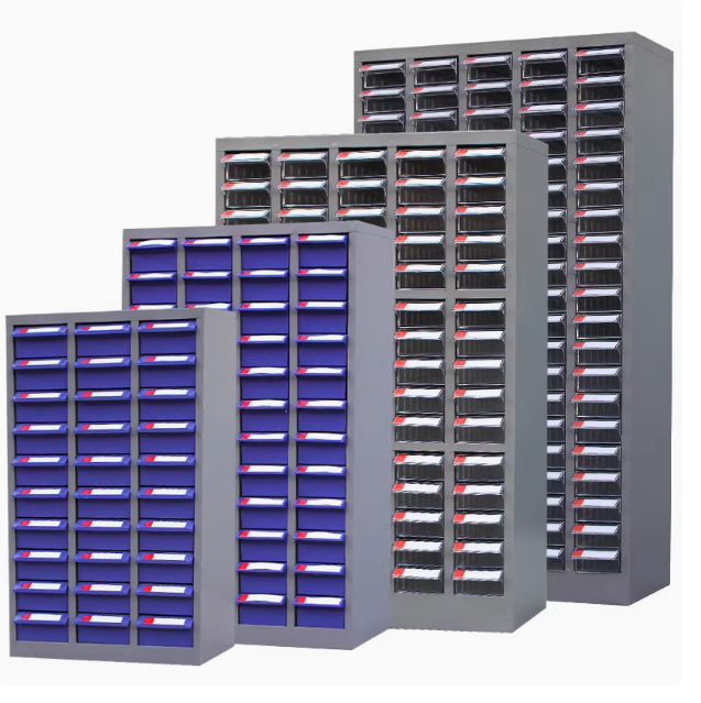 Plastic drawer tool cabinet in production workshop