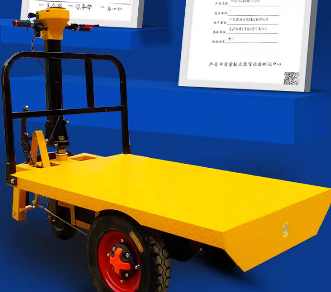 Electric flatbed truck handling station driving and pulling ceramic tile truck transport truck pulli