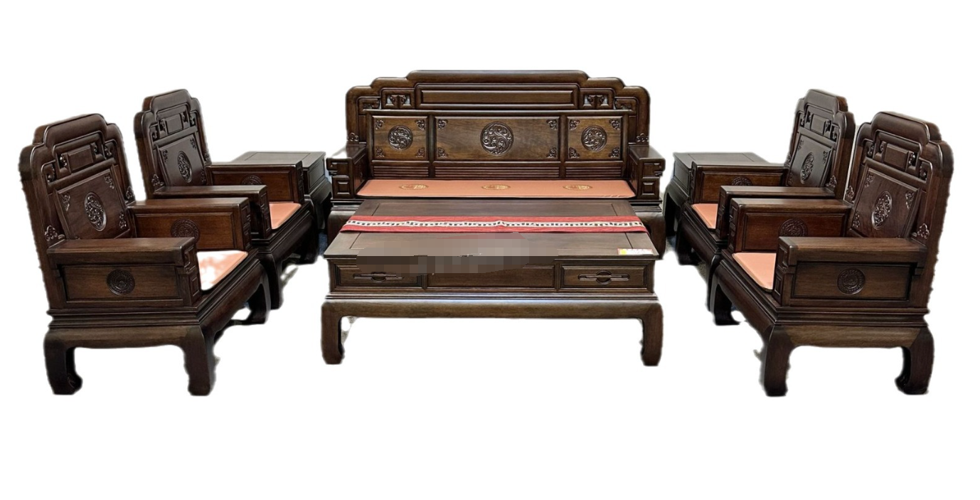 Mahogany Sofa Pineapple Grid New Classical Chinese Style
