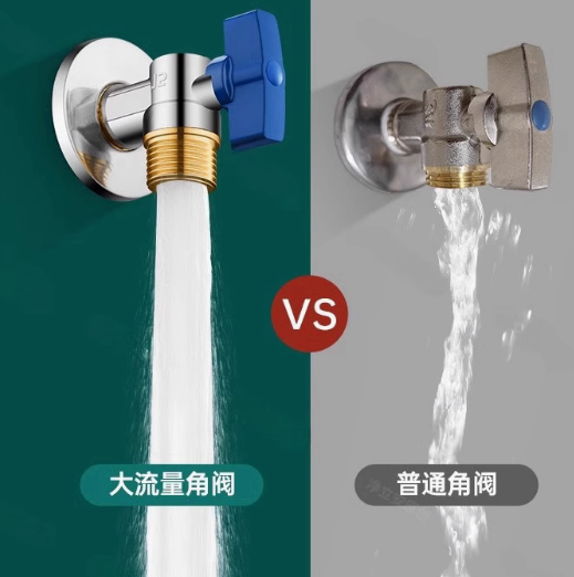 Full copper high flow angle valve ball valve for gas water heaters