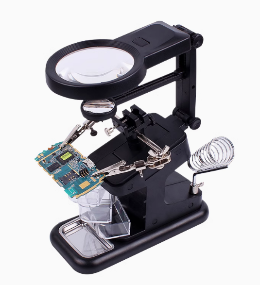 Desktop welding magnifying glass with light auxiliary fixture