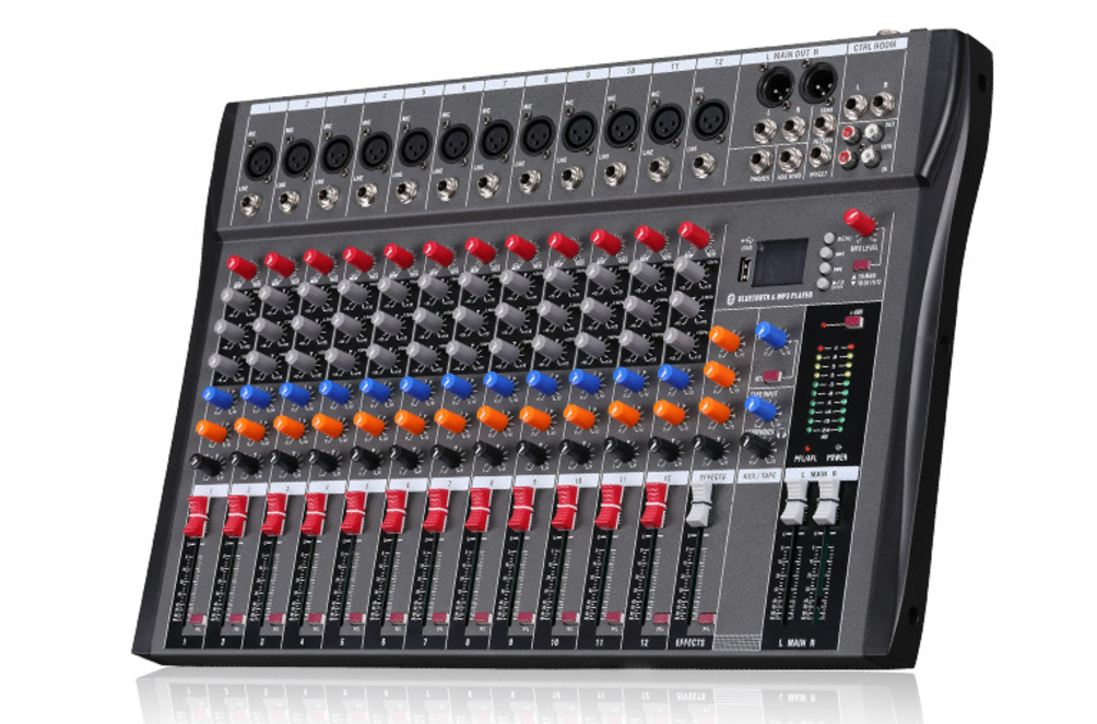 Professional 12-way mixer small stage Bluetooth USB flash drive