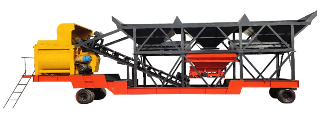 Mobile cement concrete mixing plant