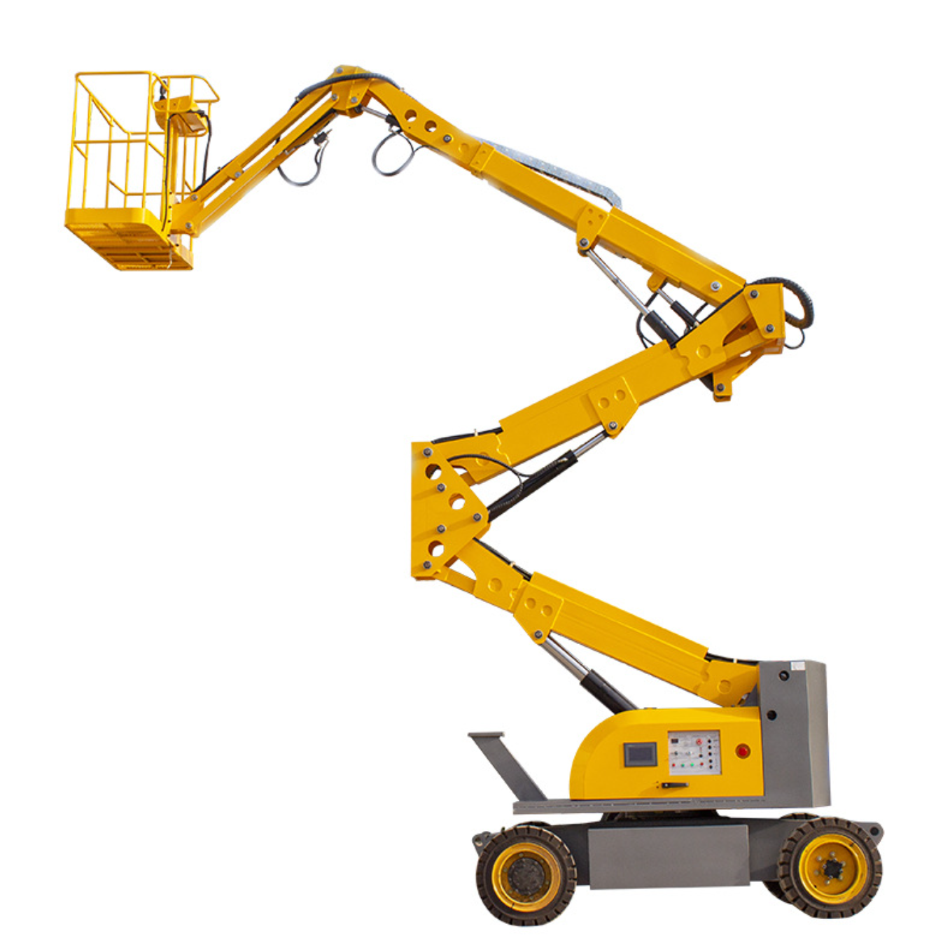 Self-propelled crank-arm aerial work trucks